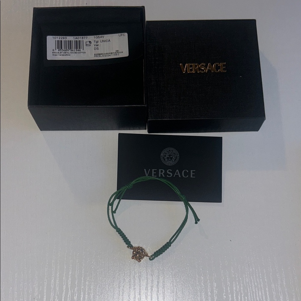 Versace Green Cord Bracelet with Gold Charm - Picture 6 of 8